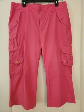 Lauren Ralph Lauren Hot Pink Cargo Capris NWOT Utility Barbiecore Sz 14